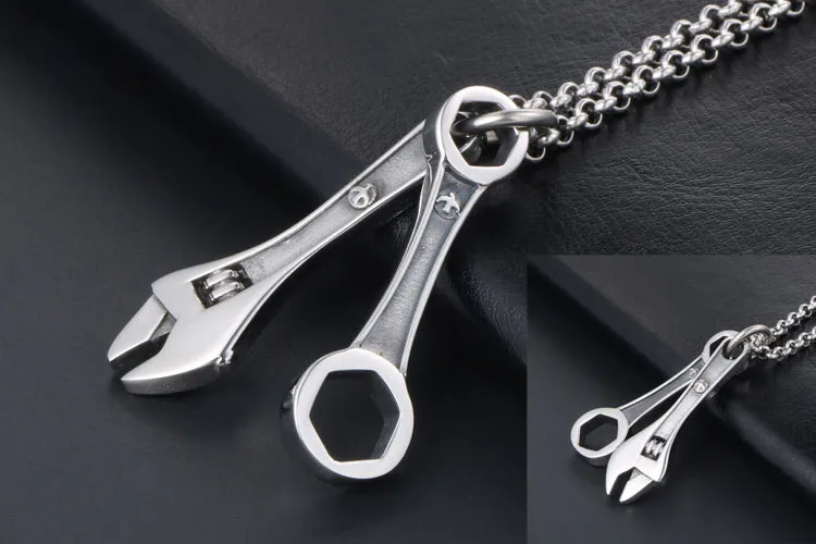 Direct Factory Price China Jewelry Wholesale Men Unique Stainless Steel Pendant Spanner Wrench Necklace