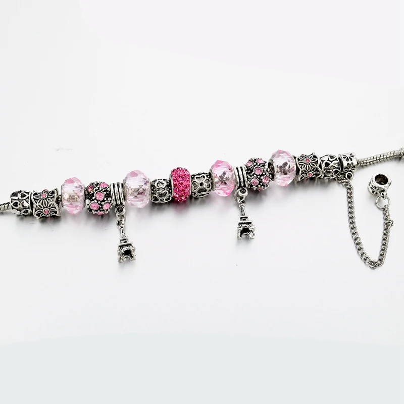 pretty in pink european charm bracelet-small