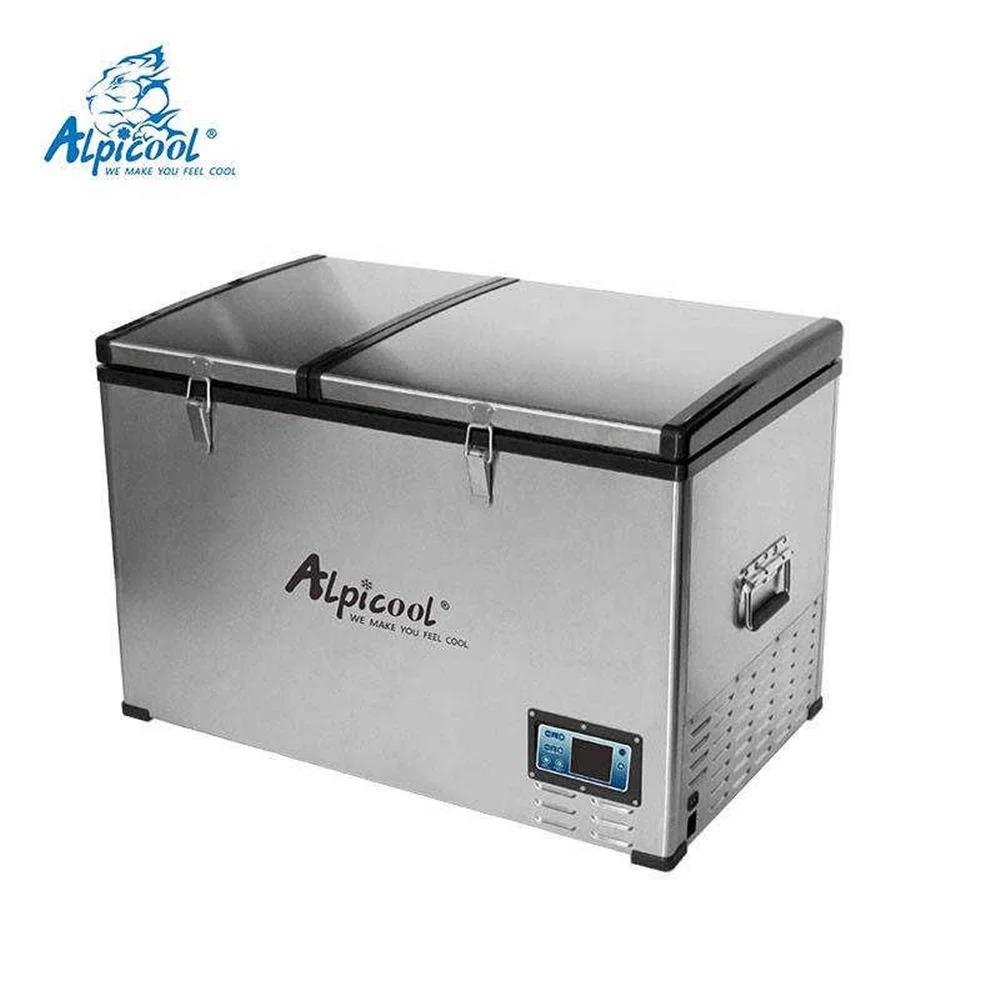 alpicool bcd acier inoxydable caravane compresseur dc voiture réfrigérateur  100l congélateur 12v camion réfrigérateur pour le lait de refroidissement