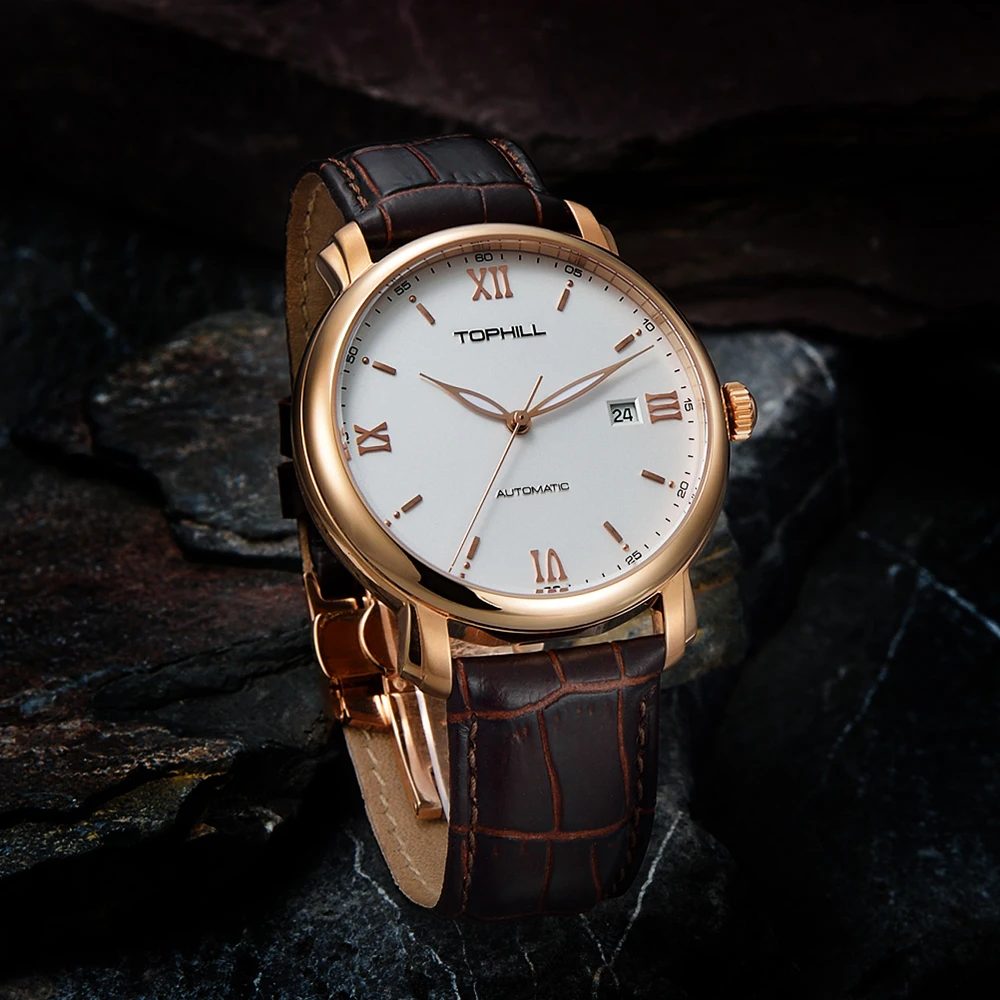 Лучшие часы из розового золота с автоматическим движением минималистские парные часы