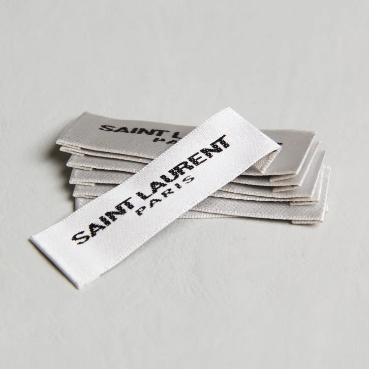 Free Design Service Folded or Flat Sewing Neck Label Personalized Clothing Garment Tags Satin Woven Labels Custom