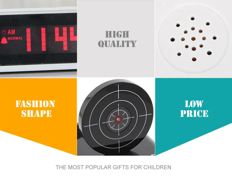 New Design Lazy Wake up Clock Gun Shooting Target Sunrise Alarm Clock for Sale
