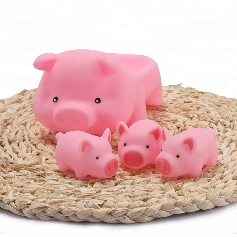 rubber pig toy baby play set cute toy pig soft toy pink pig