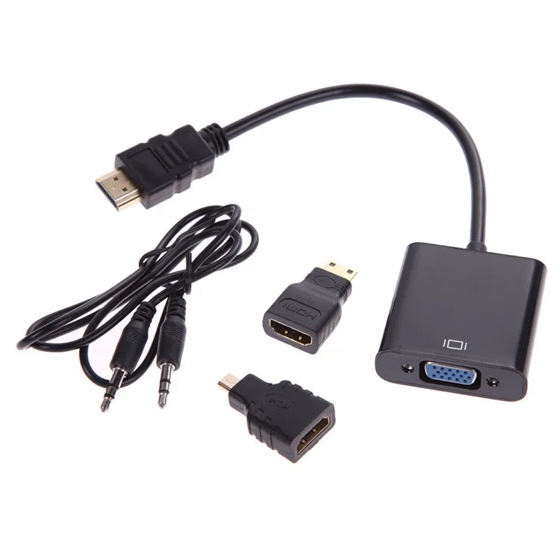 Micro HDMI to VGA with Audio Adapter Cable with 2 Converters
