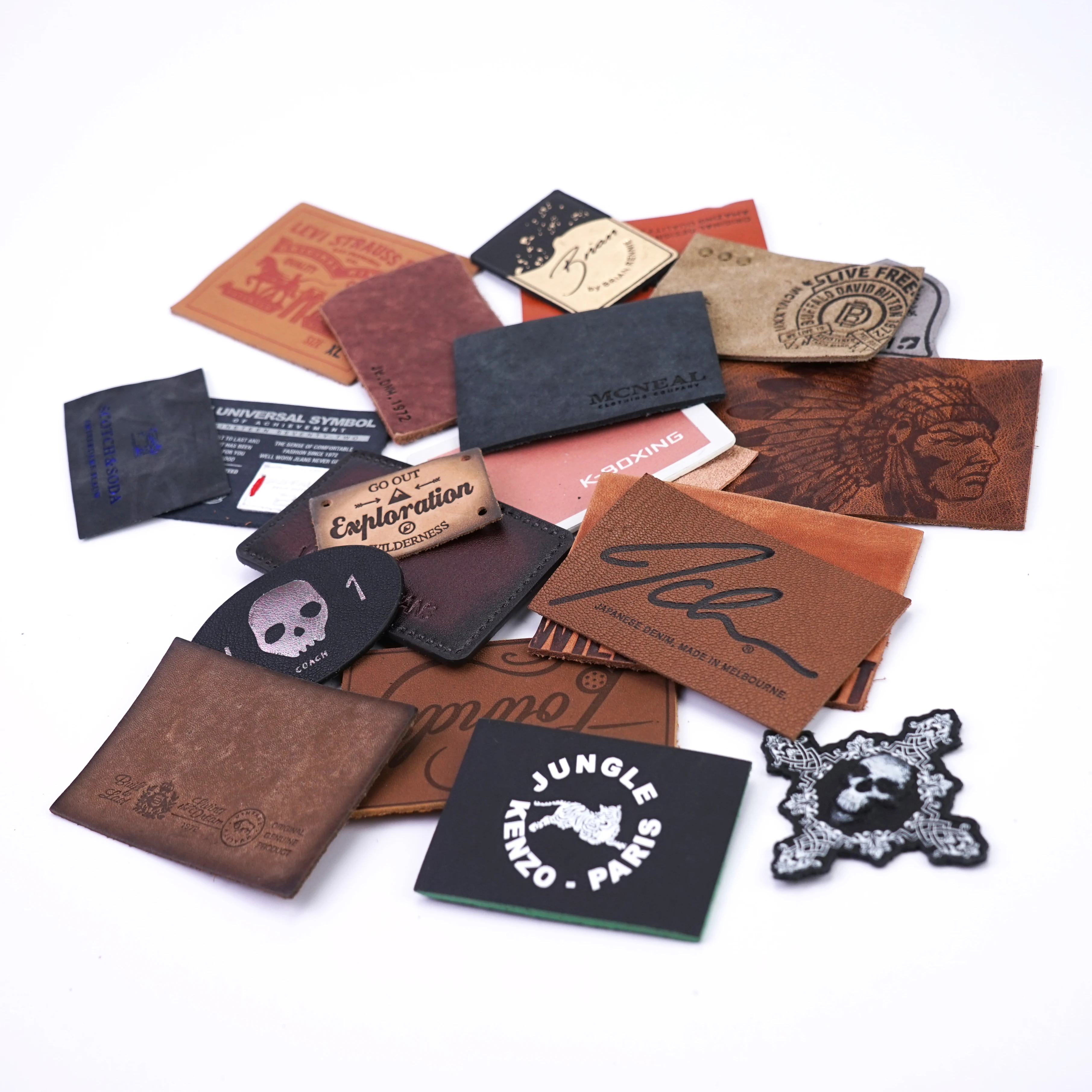 Custom Hot Stamping Logo Embossed Real Leather Labels Patches for Jeans