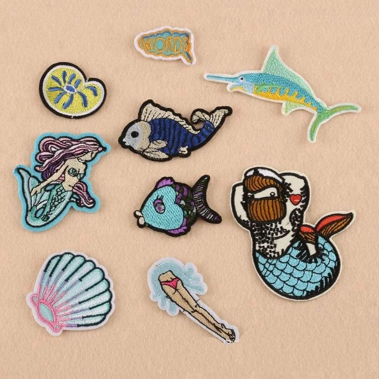Little mermaid fish animated cartoon Art Badge Iron or sew on Embroidered Patch