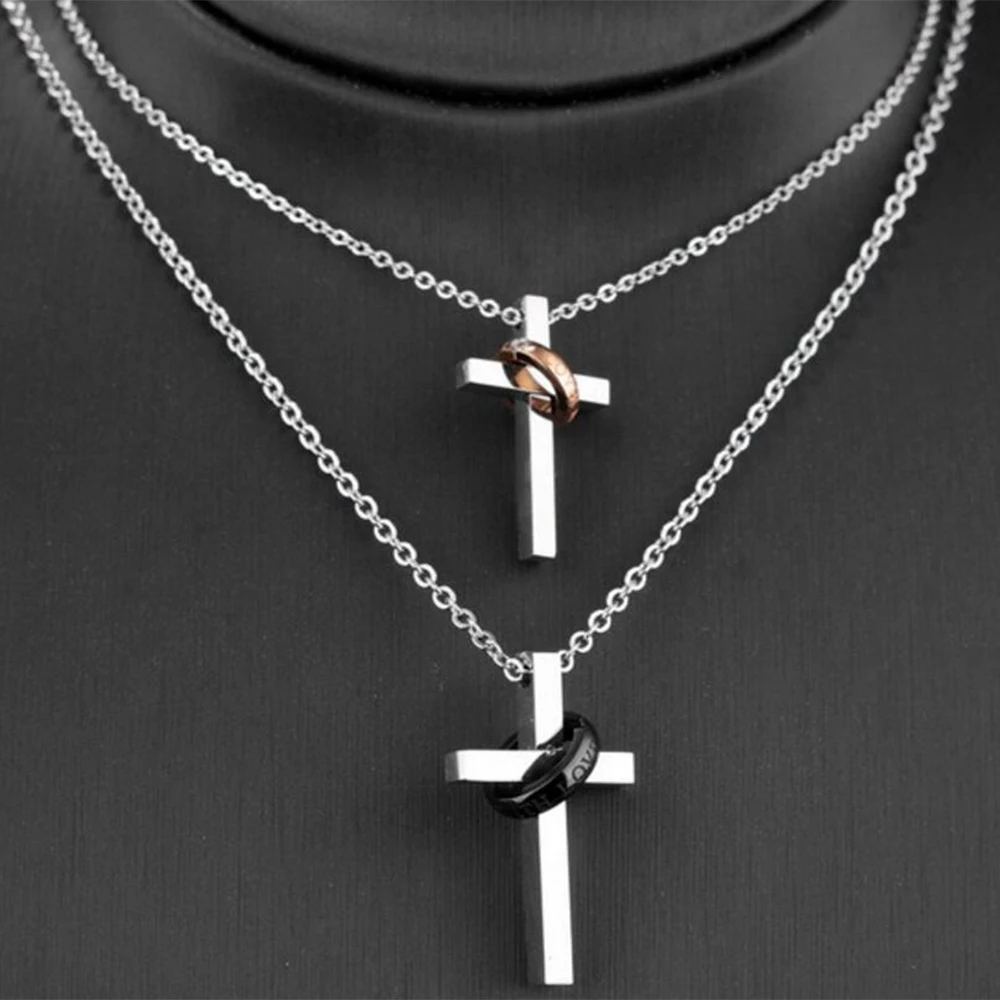 Zancan Collana Zancan in acciaio con croce e brillanti neri Fino Al -60% Gioiell