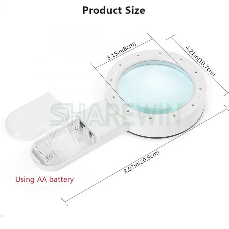 30X Handheld Magnifying Glass 12 Bright LED Light Illuminated Magnifier  Powerful