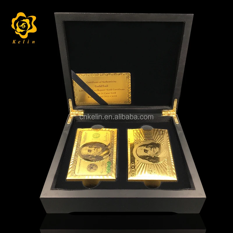 Kartique Wooden Playing Card Box With 2 Golden Foil Decks - Handmade Poker Set, Unique Gift - View #2