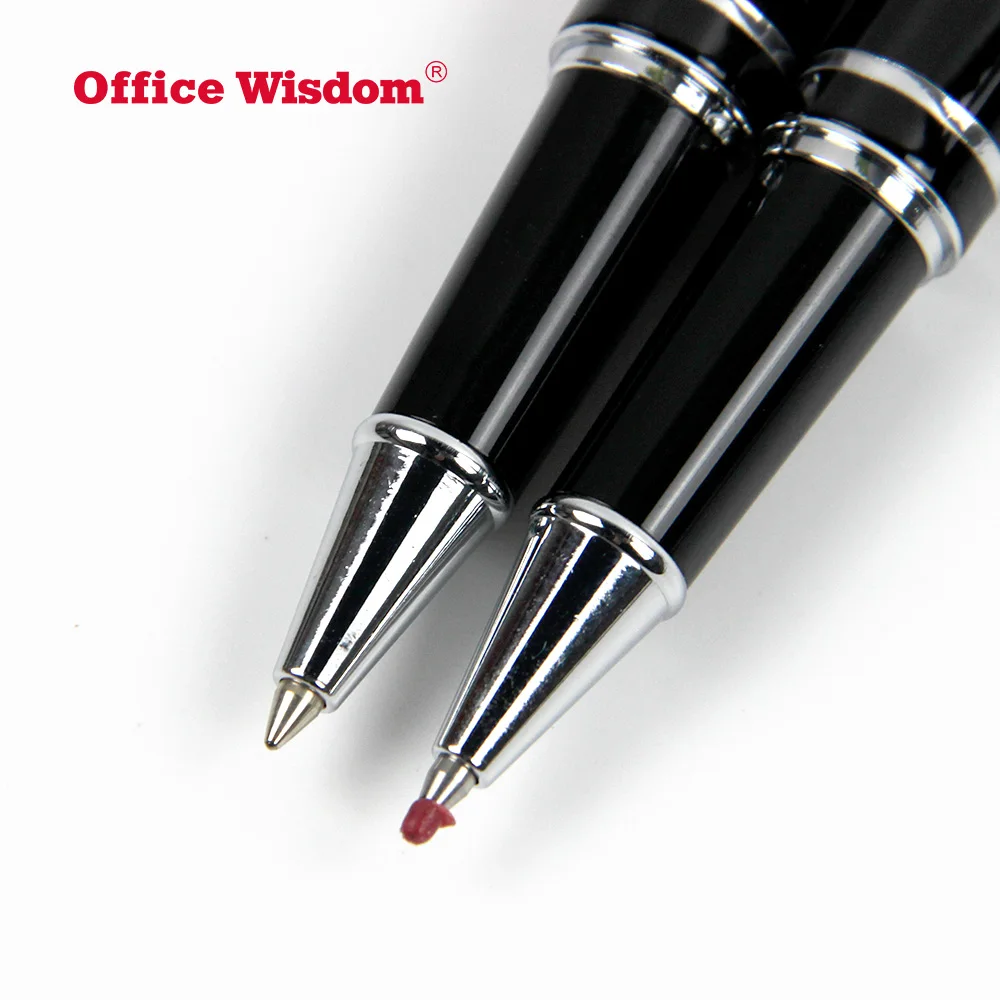 Business Promotion Gift High End Classic Black Metal Roller Ball Pen with  Silm Gel Rolling Ball Refill Waterproof Ink Fine Tip