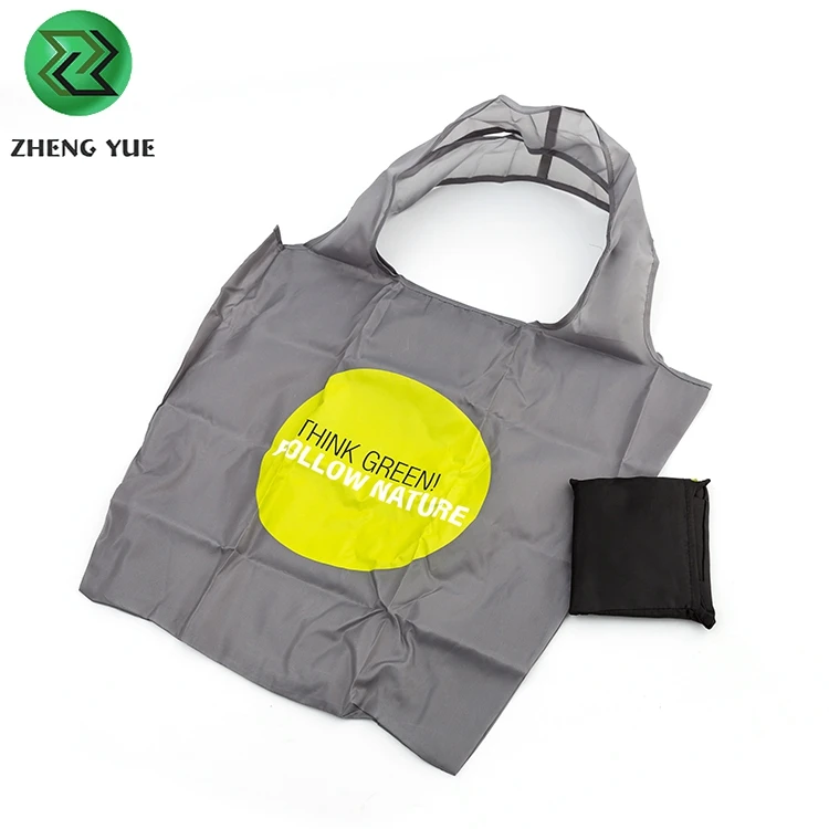 Nylon Foldable Reusable Grocery Shopping Tote Bag With Pouch
