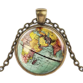 New arrived DIY globe dome necklace earth world map pendant necklace