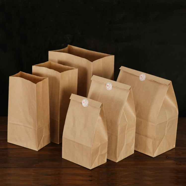 Wholesale Bolsa de papel kraft para pan, bolsas de papel con logotipo personalizado para comida, para llevar From