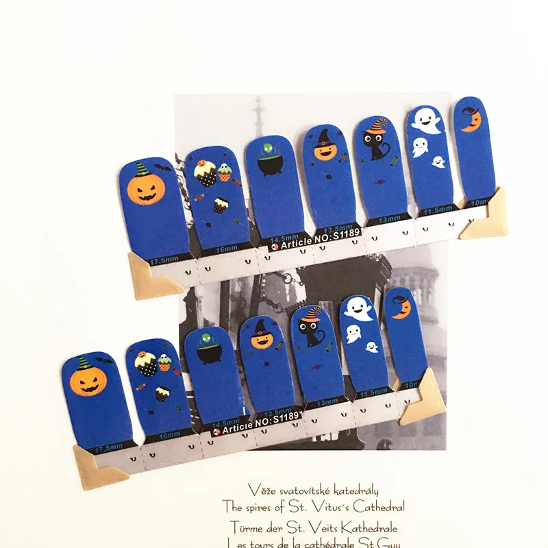 Blue White Halloween pumpkin Nail Arts Nail Sticker Waterproof Nail Decal Sticker Gel Polish French Manicure