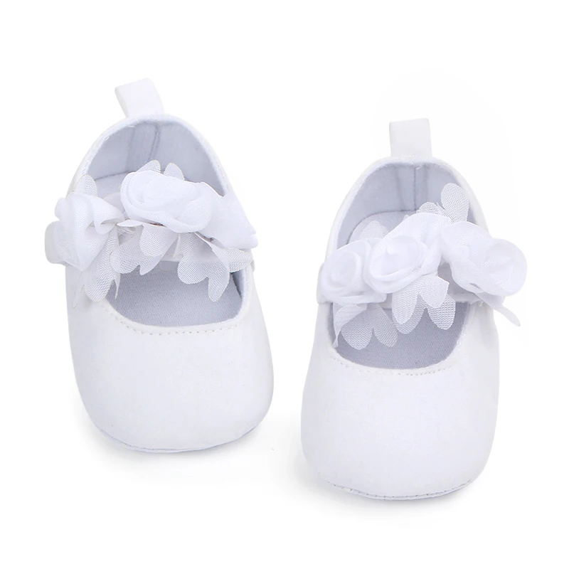 Wholesale Cheap Baby Girls Soft Sole Floral Mary Jane Flats Infant Princess Prewalkers Toddler Wedding Dress Shoes factory