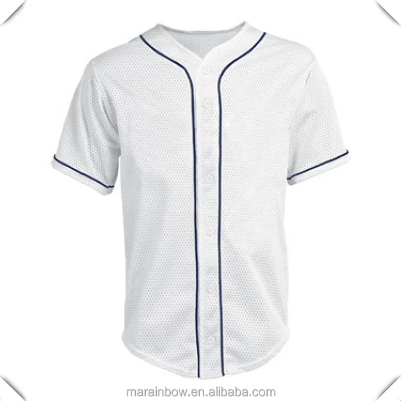 Source Mesh Full Button Piped Baseball Jersey White Plain Baseball Jersey  Wholesale Blank Baseball Jersey OEM on m.