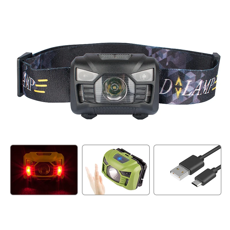 Регулируемый светодиодный налобный фонарь 100 люмен с Usb-зарядкой для