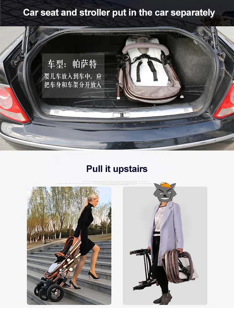 
Коляска для младенца детская коляска 3 в 1 для новорожденных, младенцев, спальную корзинку качели складной малоенькая прогулочная коляска 