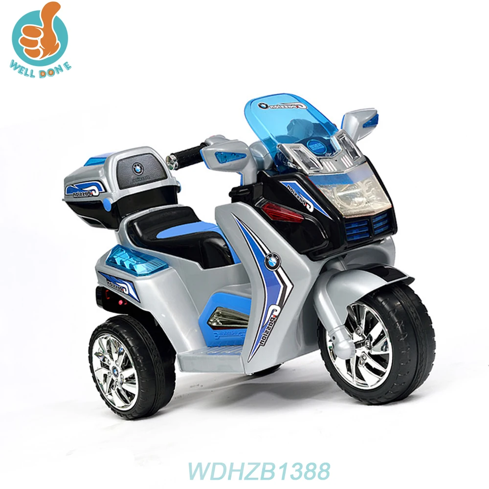 WDHZB1388 Mini Toy Design Plastic Electric Motorcycle New Cool Baby Toy Three Wheels Car Kandi Car