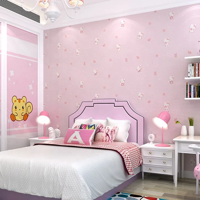 エコ美しい素敵なピンクの不織布インテリア漫画キャラクターハローキティ3dキッズ壁紙寝室 Buy 3d 壁紙 壁紙寝室 エコ壁紙 Product On Alibaba Com