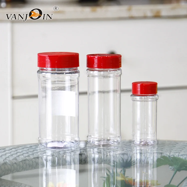 pepe della stessa dimensione Penzeys e spezie House) da 113,4 gram barattoli in vetro con coperchi in plastica nera e 3 stili di shaker tops Clear