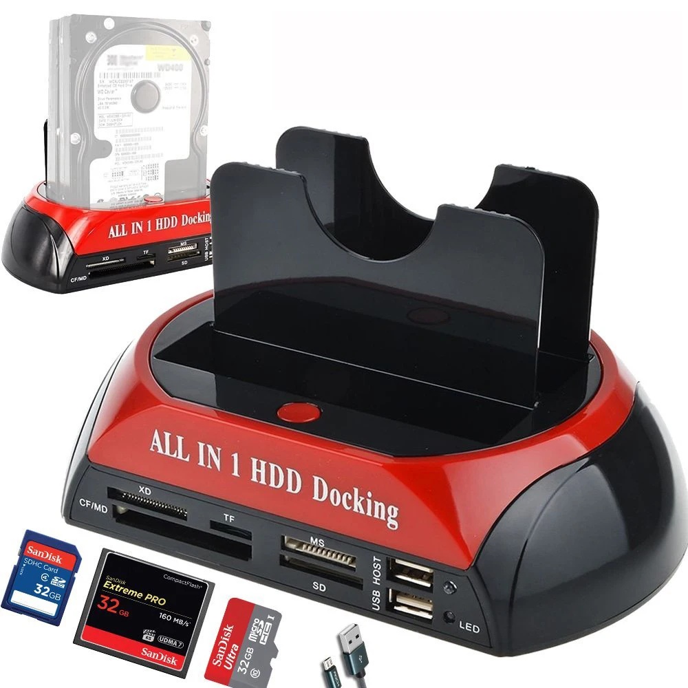 1justlink HDD Docking Station - Dual Slot USB 2.0 Enclosure