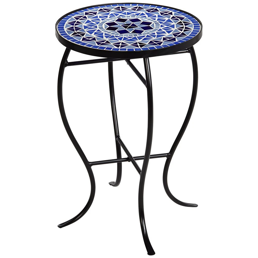 Mosaic Plant Stand Outdoor Accent Table black