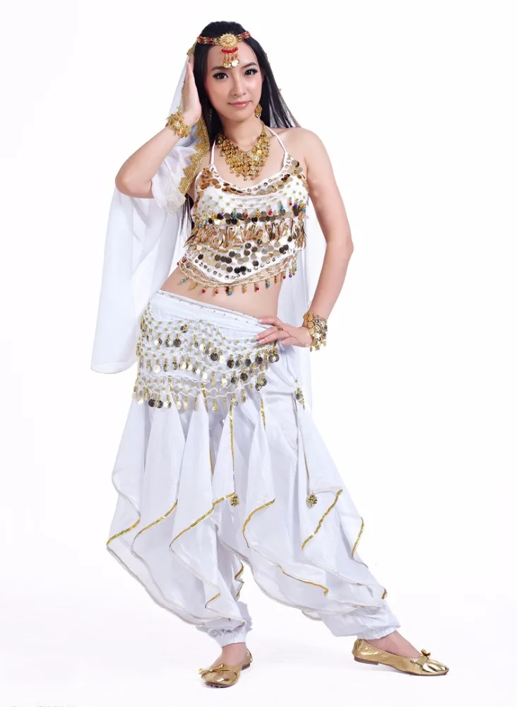 Pantalon Danse Du Ventre Femme Sequins Brillants – Bloomers Indien Arabe Cosplay Légende – Taille Unique