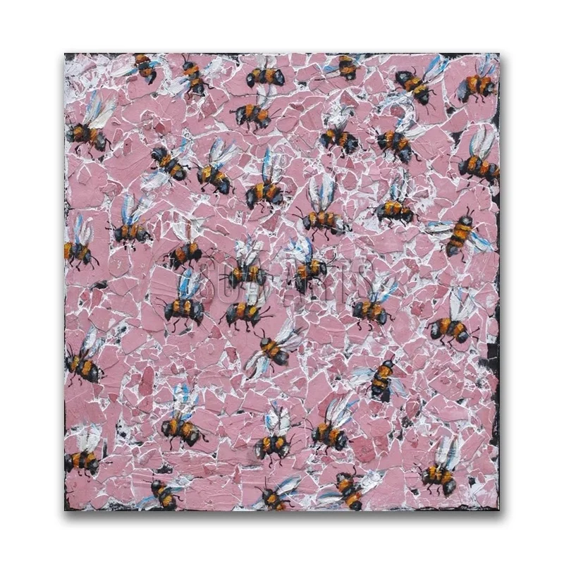 Swarm of Bees Oil Painting Abstract Mixed Media Arts for Home Decor