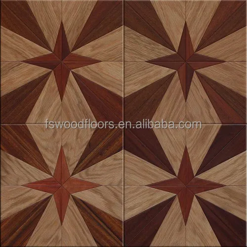 Flower Design Art Marquetry Wood Parquet Flooring