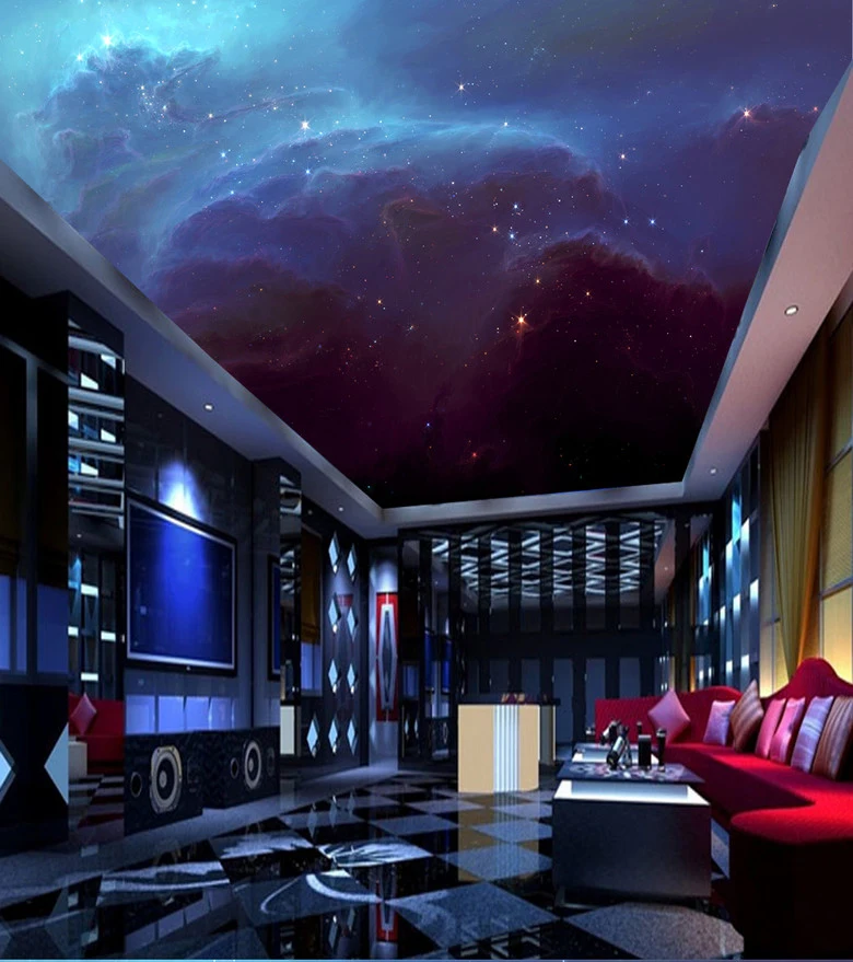 ZHIHAI Stars Planets in the Sky Uv Print 3d Effect Stretch Ceiling
