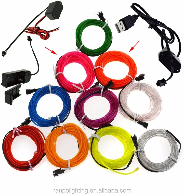 Neon LED Light Glow EL Wire USB Plug String Strip Rope Tube Decor Custom Size 