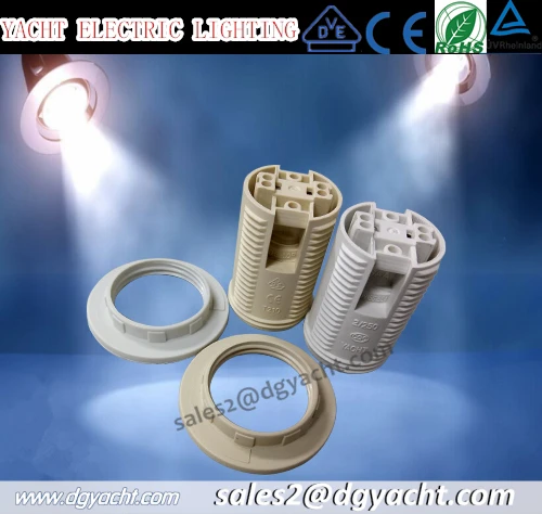 Edison Screw Threaded E14 Bulb Socket Plastic Light Bulb Holder with Fix Ring
