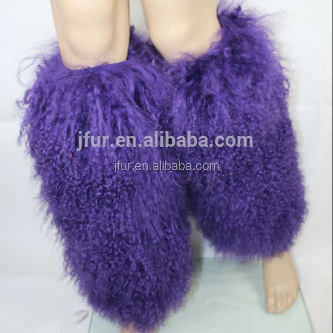 Purple Designer Style Real Mongolian Lamb Fur Leg Warmers Buy Sheep