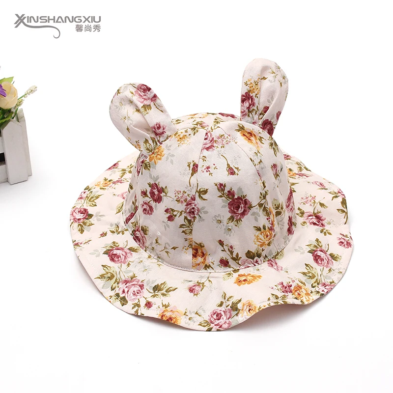 Летние 2019 новые модные детские шапки из хлопка с цветочным принтом Детские Солнцезащитные шапки