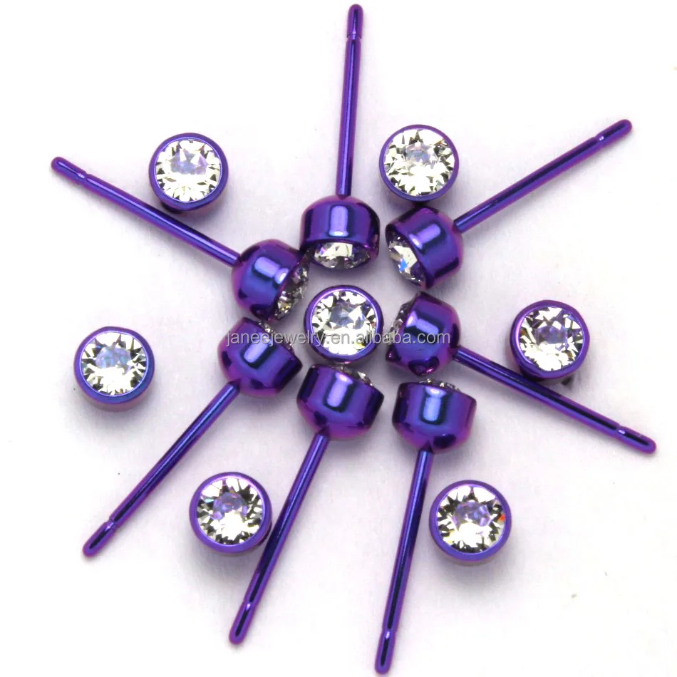 Дешевые ювелирные изделия для пирсинга тела оптом, алмазные анодированные красочные серьги из чистого титана
