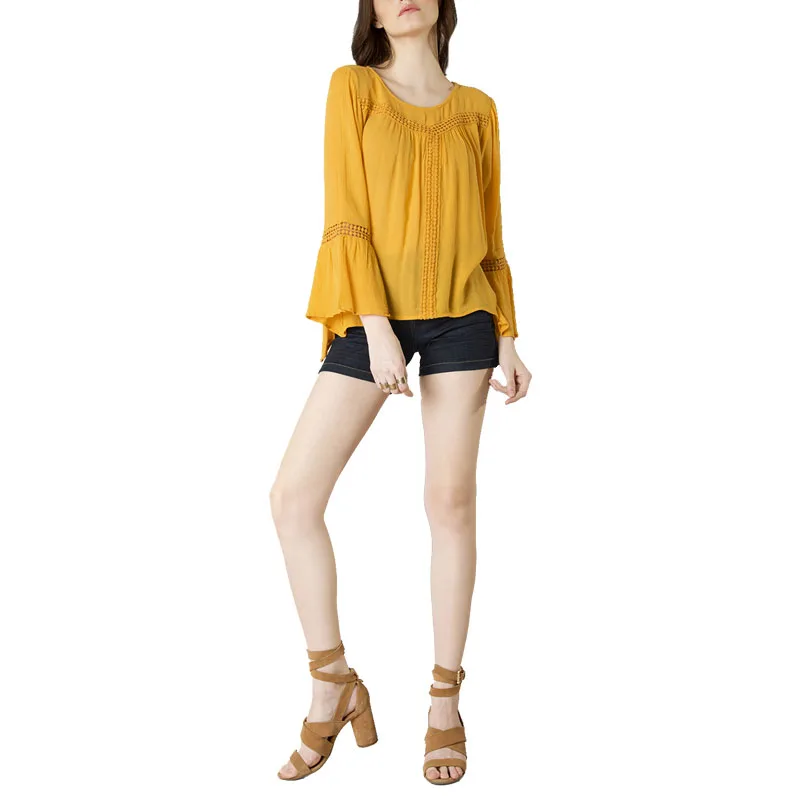 mustard yellow bell sleeve top