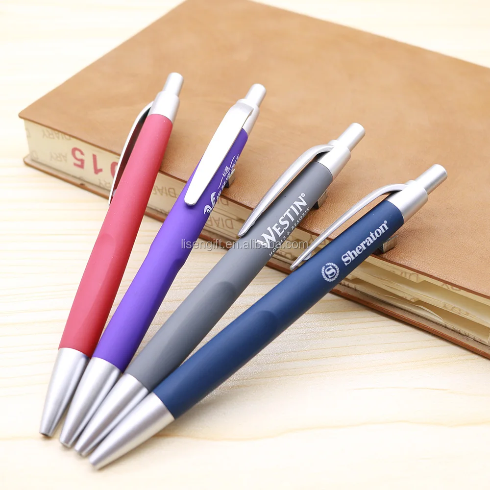 Custom Branded Plastic Rubber Coated Click Hotel Pen