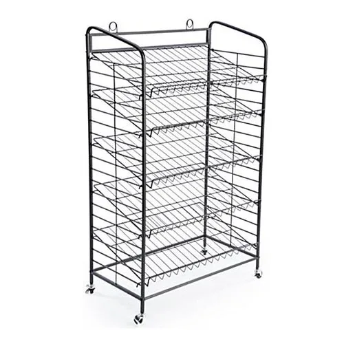 Black Metal Wire Retail Bread Rack Mobile Metal Display Bakery Shelf