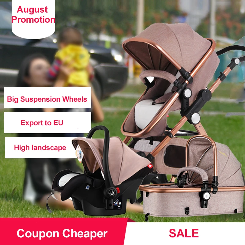 
Коляска для младенца детская коляска 3 в 1 для новорожденных, младенцев, спальную корзинку качели складной малоенькая прогулочная коляска 