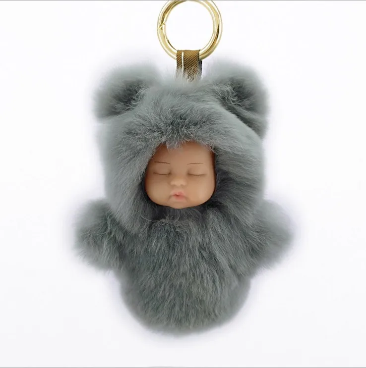 Модный брелок для ключей Yongze из 100% натурального кроличьего меха, детский сувенир из меха сна, изготовленный на заказ брелок, производители в Китае