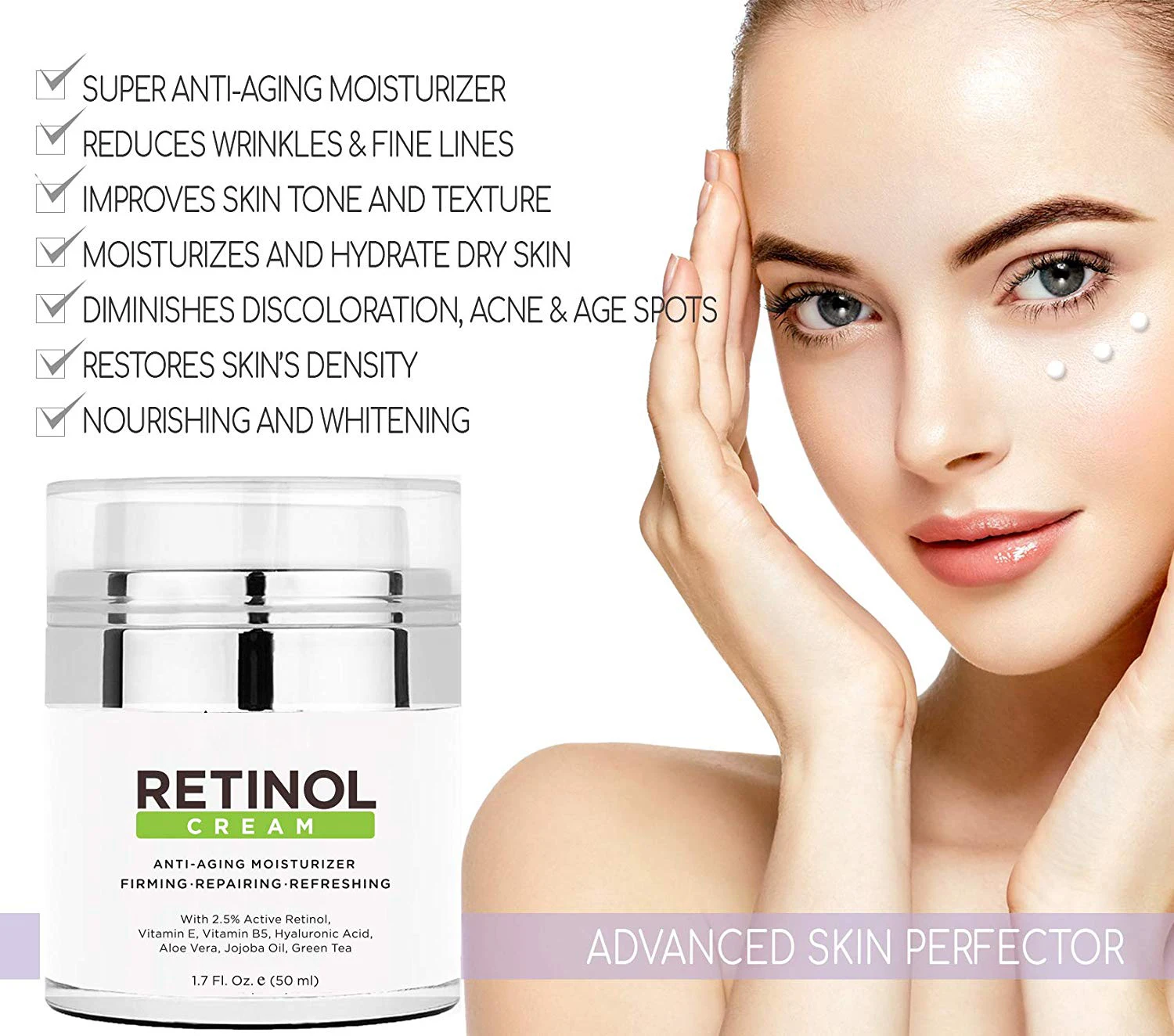 OEM Anti Aging Formula Reduces Wrinkles Fine Line Moisturizing Retinol Face Cream for Dry Skin