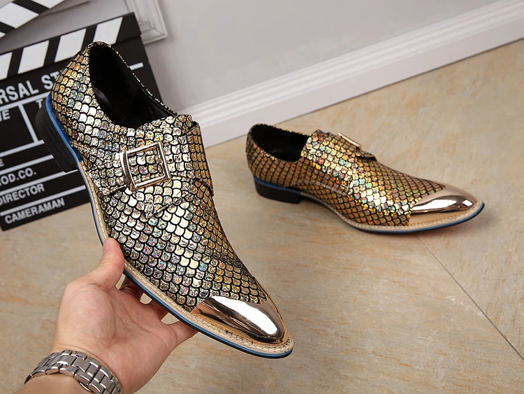 silver and gold dress shoes NA067 Man gold prom shoes mens