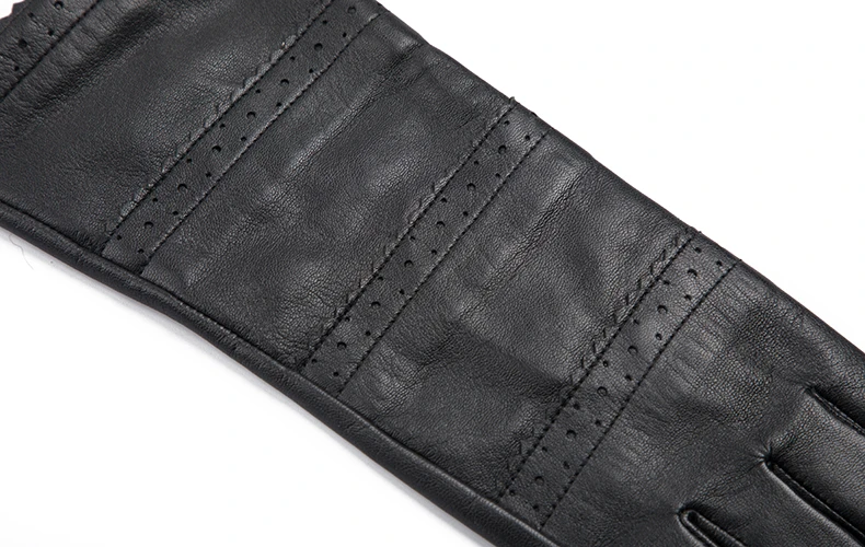 GL41 Ladies Soft Thin Long Black Ethiopia Sheep Leather Gloves