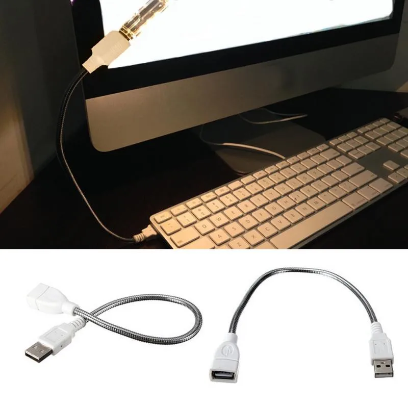 USB Male to Female Extension Cable LED Light Fan Adapter Cable Flexible Metal Hose Power Supply Cord