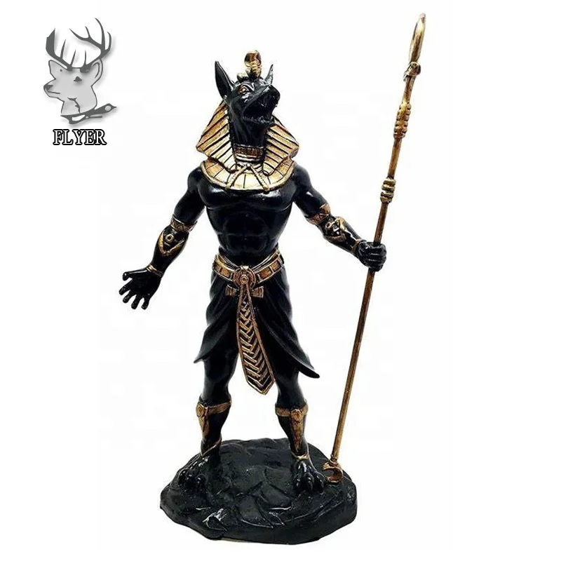 Home Decor Life Size Egyptian Anubis Holding Staff God of Aferlife & Dead Inpu Statue