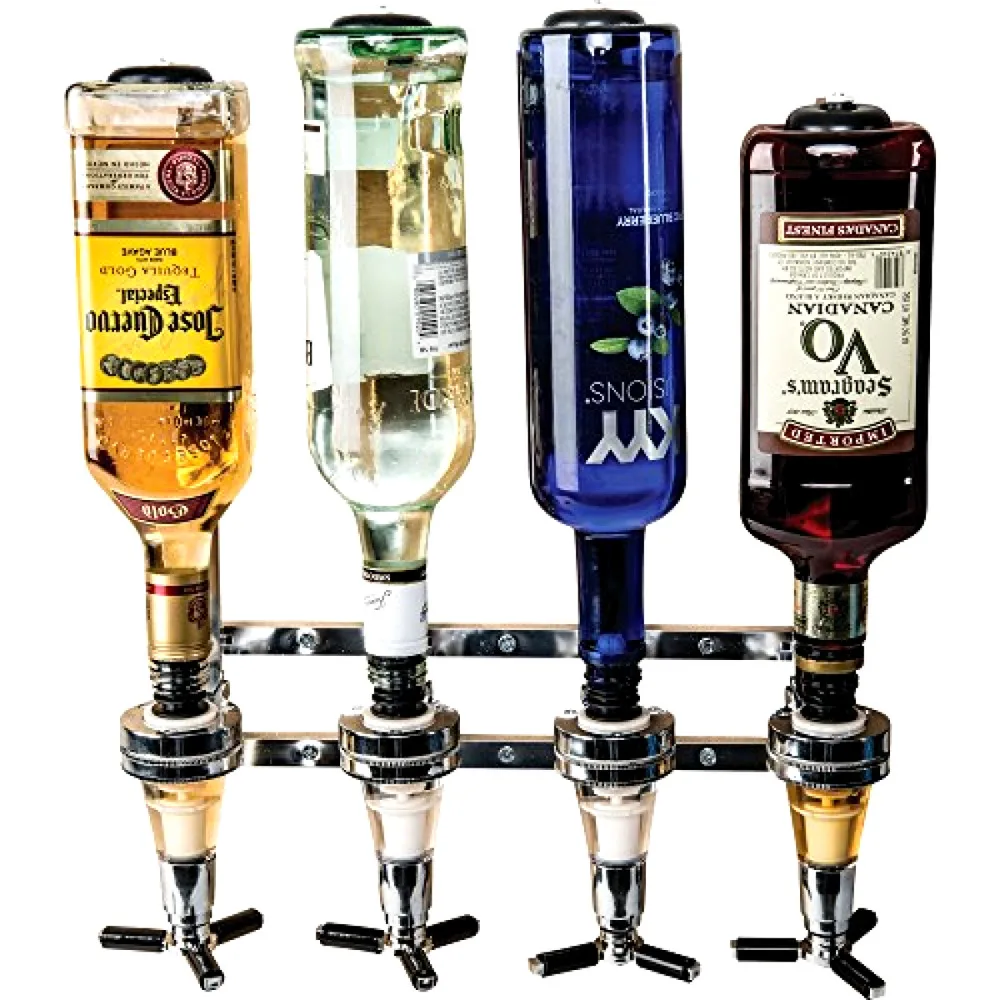 Distributeur Mural Rotatif 4 Bouteilles – Doseur Liqueur 30ml Pour Bar, Maison & Fêtes
