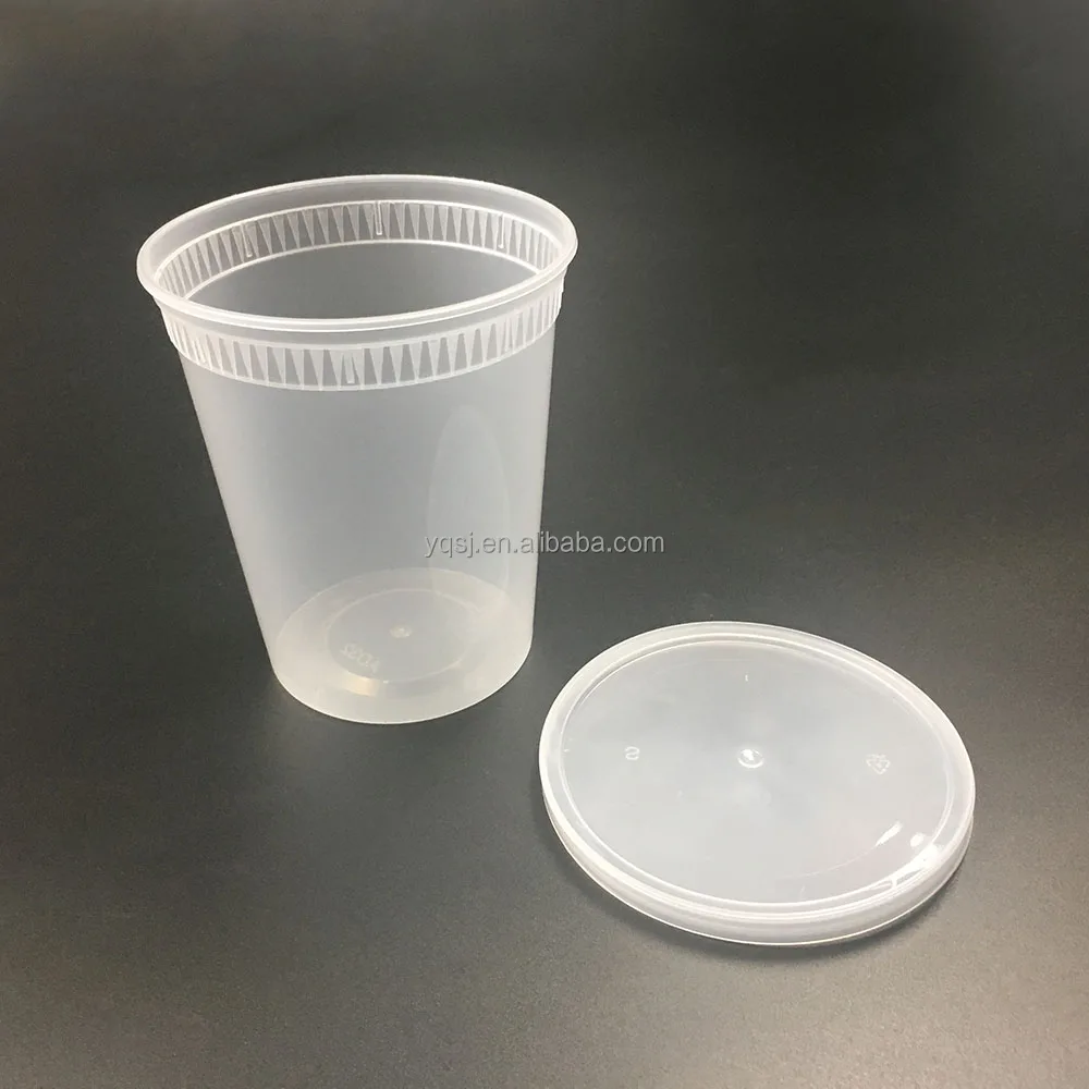 900 мл/32 унции прозрачные круглые одноразовые пластиковые контейнеры для хранения пищевых продуктов/чашки/контейнер с крышкой