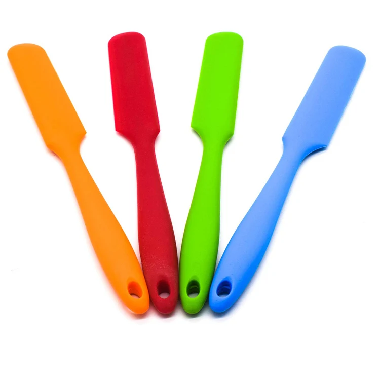 10pcs Silicone Jar Spatulas Heat-resistant Non-stick Rubber Butter Cake  Cream Flexible Spatula Kitchen Utensils Silicone Cake Cream Scraper