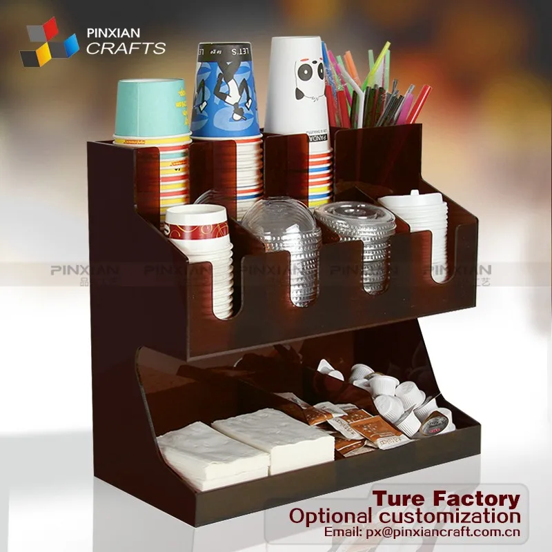 foriy Organizador comercial de condimentos de café, soporte para tazas y  tapas, 10 compartimentos, organizador de tazas de café y condimentos